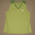 Womens Under Armour Sleeveless Tank Top V-Neck Large LG Green Athletic Fitness