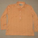 Womens Bobby Jones Long Sleeve LS Golf Polo Shirt S Small Plaid Check Orange