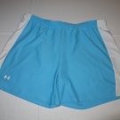 Womens Under Armour Shorts LG Large Blue White Athletic Fitness Workout Yoga