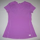 Womens Under Armour Heatgear Fitted Vented Short Sleeve SS Shirt Medium Purple