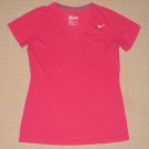 Womens Nike Dri-Fit Slim Fit Short Sleeve Shirt Top V-Neck Large Pink Athletic