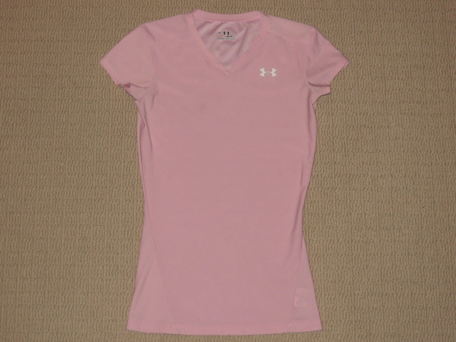 Womens Under Armour Base Layer Compression Short Sleeve Shirt Top Small SM Pink