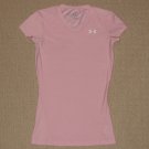 Womens Under Armour Base Layer Compression Short Sleeve Shirt Top Small SM Pink