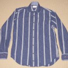 Mens Bugatchi Uomo Long Sleeve Dress Button Front Shirt Sz: 8 Striped Blue Gray