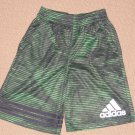 Boys Adidas Athletic 3 Stripes Shorts Youth Medium 10-12 Green Black 2 Pockets