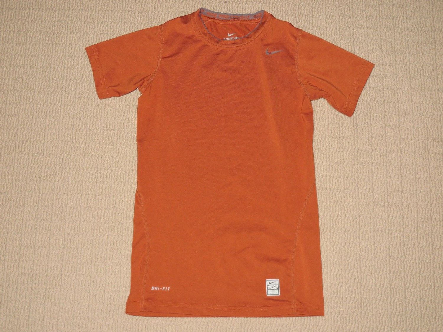 Boys Nike Pro Combat Dri-Fit Compression Short Sleeve SS Shirt Youth Large Beige