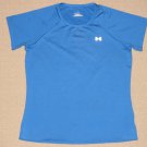 Womens Under Armour Heatgear Short Sleeve Shirt Athletic Workout MD Medium Blue