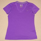 Womens Nike Dri-Fit Regular Fit Shirt Top V-Neck Medium Purple Athletic Running