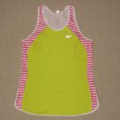 Womens Nike Dri-Fit Sleeveless Tank Top Small Pink Yellow Striped Athletic Yoga