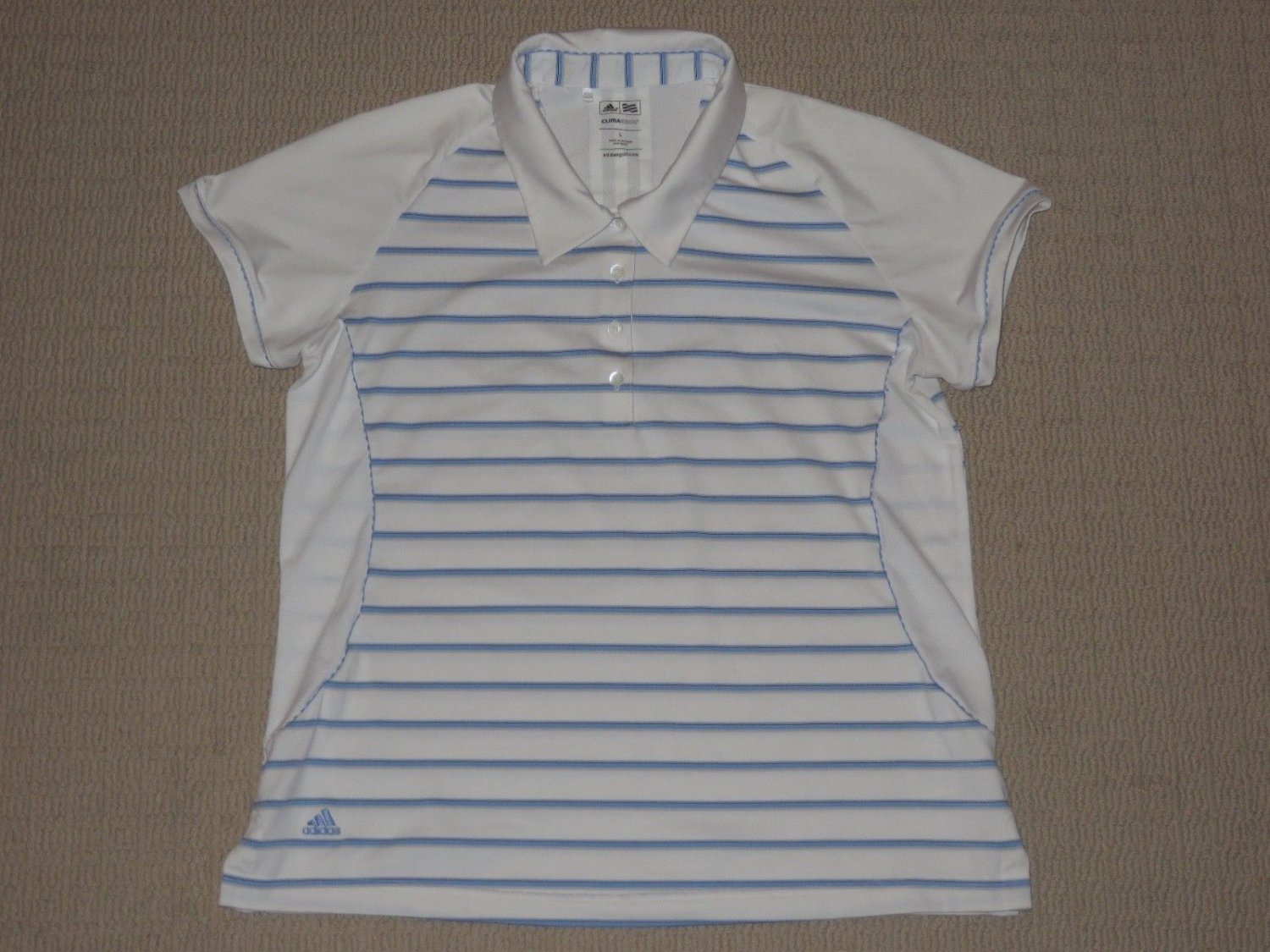 Womens Adidas Climacool Cap Sleeve Golf Tennis Polo Shirt Large Striped White