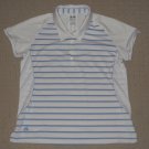 Womens Adidas Climacool Cap Sleeve Golf Tennis Polo Shirt Large Striped White