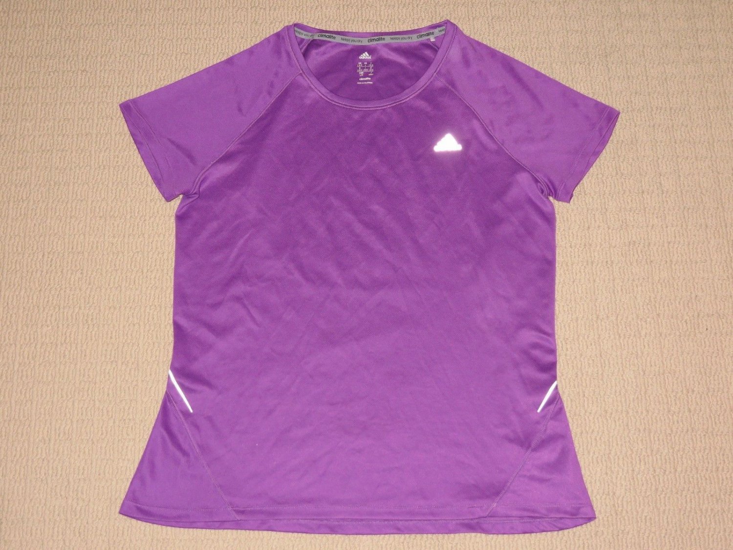 Womens Adidas Climalite "Keeps You Dry" Short Sleeve Shirt Large Purple Athletic