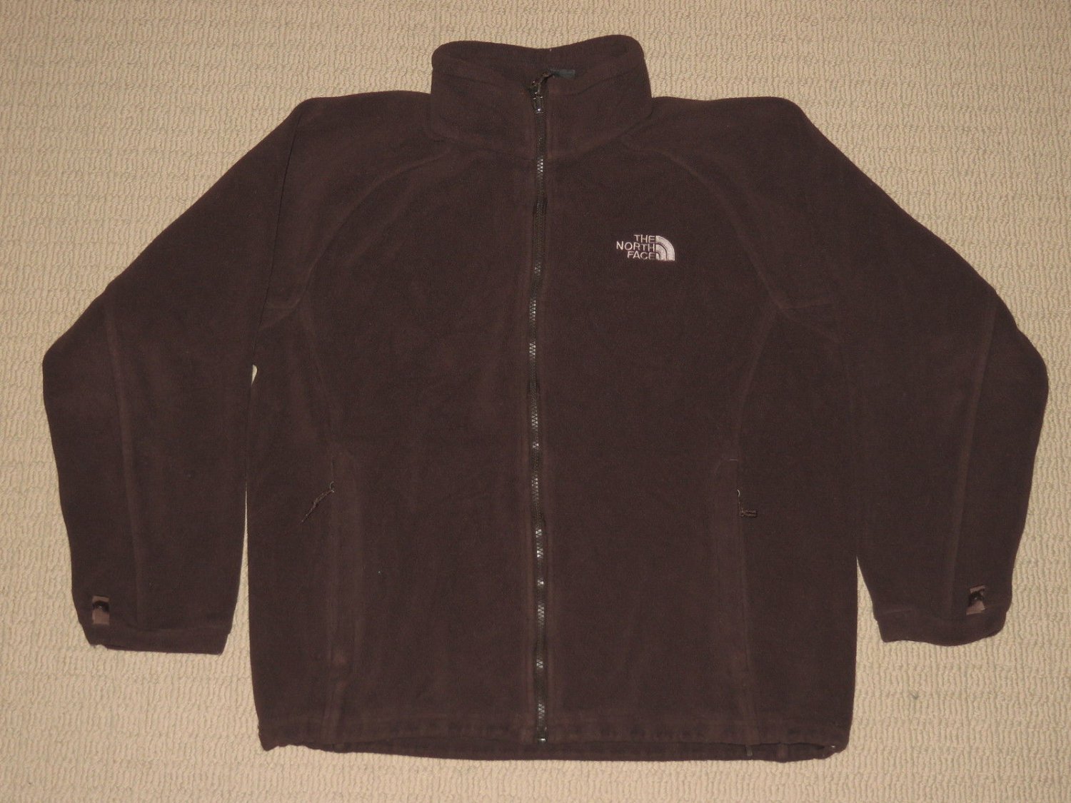 Womens The North Face Full Zip Fleece Jacket Coat Medium Brown 2 Pockets