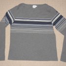 Womens Calvin Klein Jeans Long Sleeve Shirt Knit Top Blouse XLarge Striped Gray