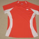Womens Under Armour Heatgear Short Sleeve SS Shirt Top Large LG Orange Athletic