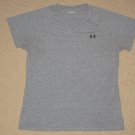 Womens Under Armour UA Short Sleeve SS Shirt V-Neck SM Small Gray Athletic