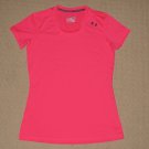 Womens Under Armour Heatgear Fitted Short Sleeve Shirt SM Small Pink Athletic