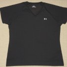 Womens Under Armour Heatgear Short Sleeve Shirt Large LG Athletic Black Workout