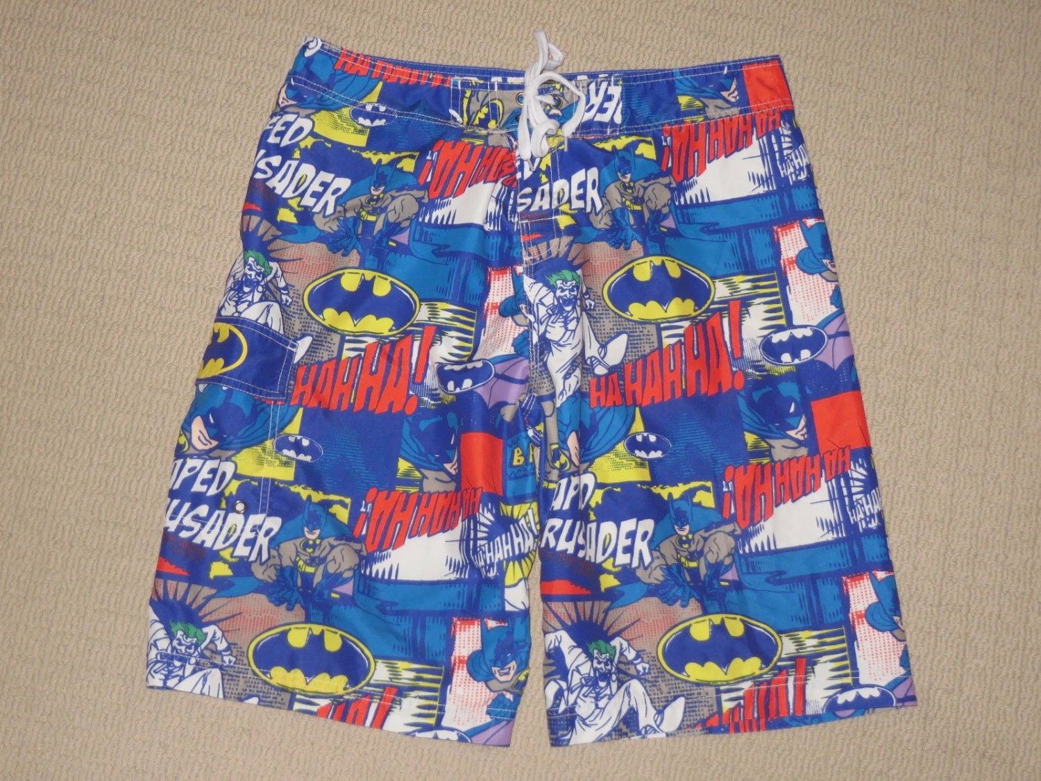 Mens DC Comics Batman Board Surf Swim Long Shorts Trunk Bathing Suit Sz: Large