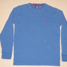 Mens POLO RALPH LAUREN Sleepwear Blue Red Pony Thermal Long Sleeve Shirt Medium