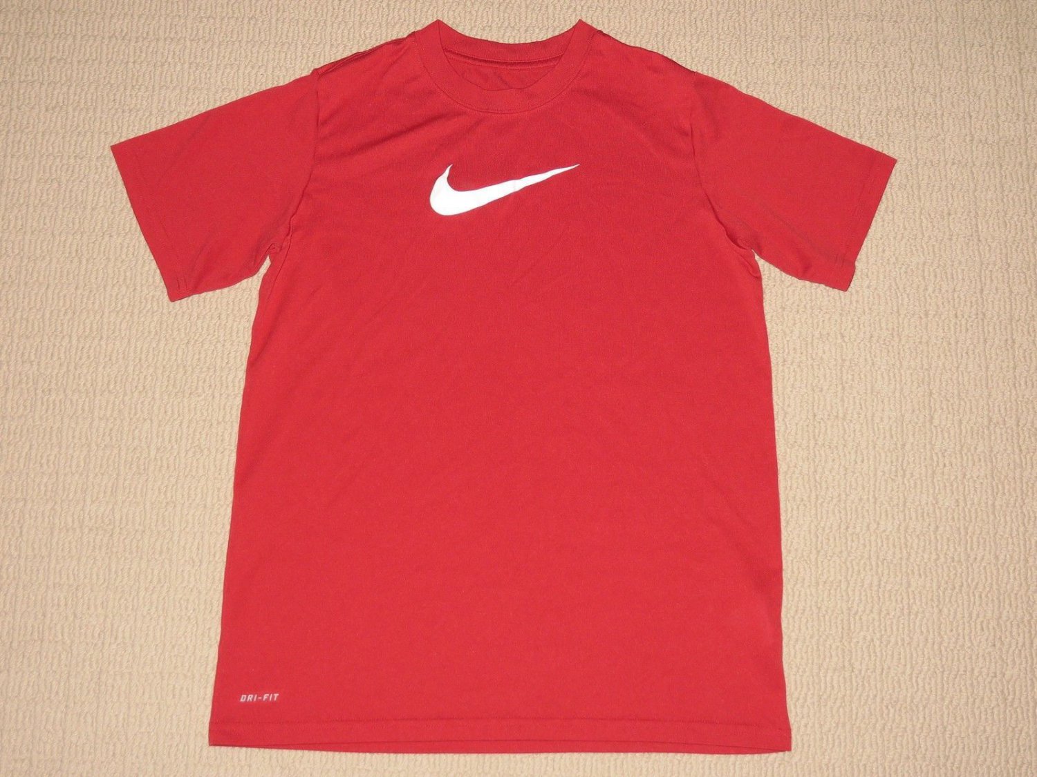 Boys Nike Dri-Fit Short Sleeve Shirt Youth L Large Red Athletic Fitness Workout