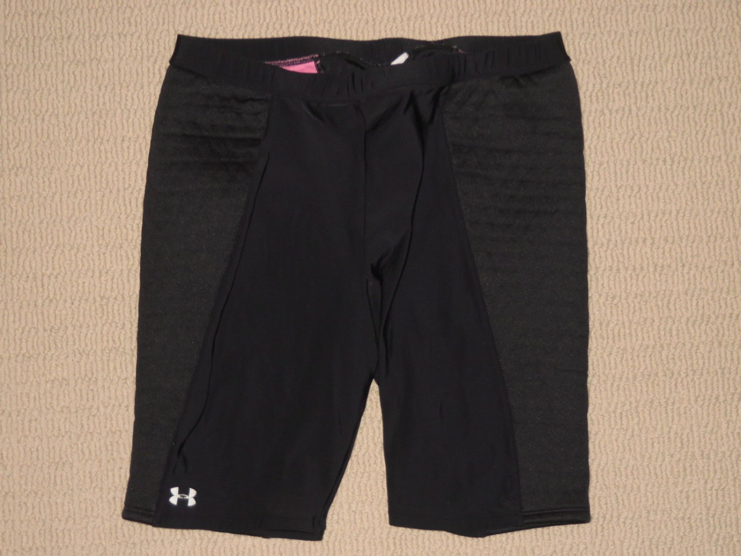 Womens Under Armour Compression Base Layer Padded Sliding Shorts Large LG Black