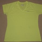 Womens Under Armour Heatgear Semi-Fitted Short Sleeve Shirt V Neck XL Yellow