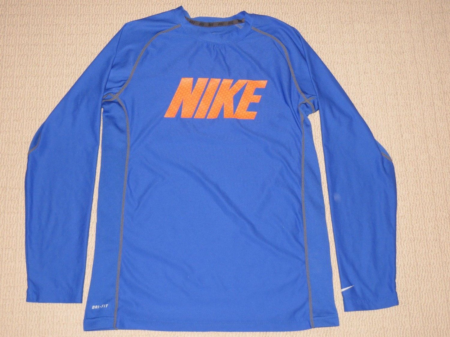 Boys Nike Dri-Fit Long Sleeve Shirt Youth XL XLarge Blue Athletic Running Gym