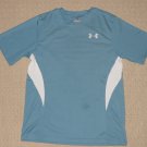 Boys Under Armour Heatgear Short Sleeve SS Shirt Youth Medium YMD Blue Athletic