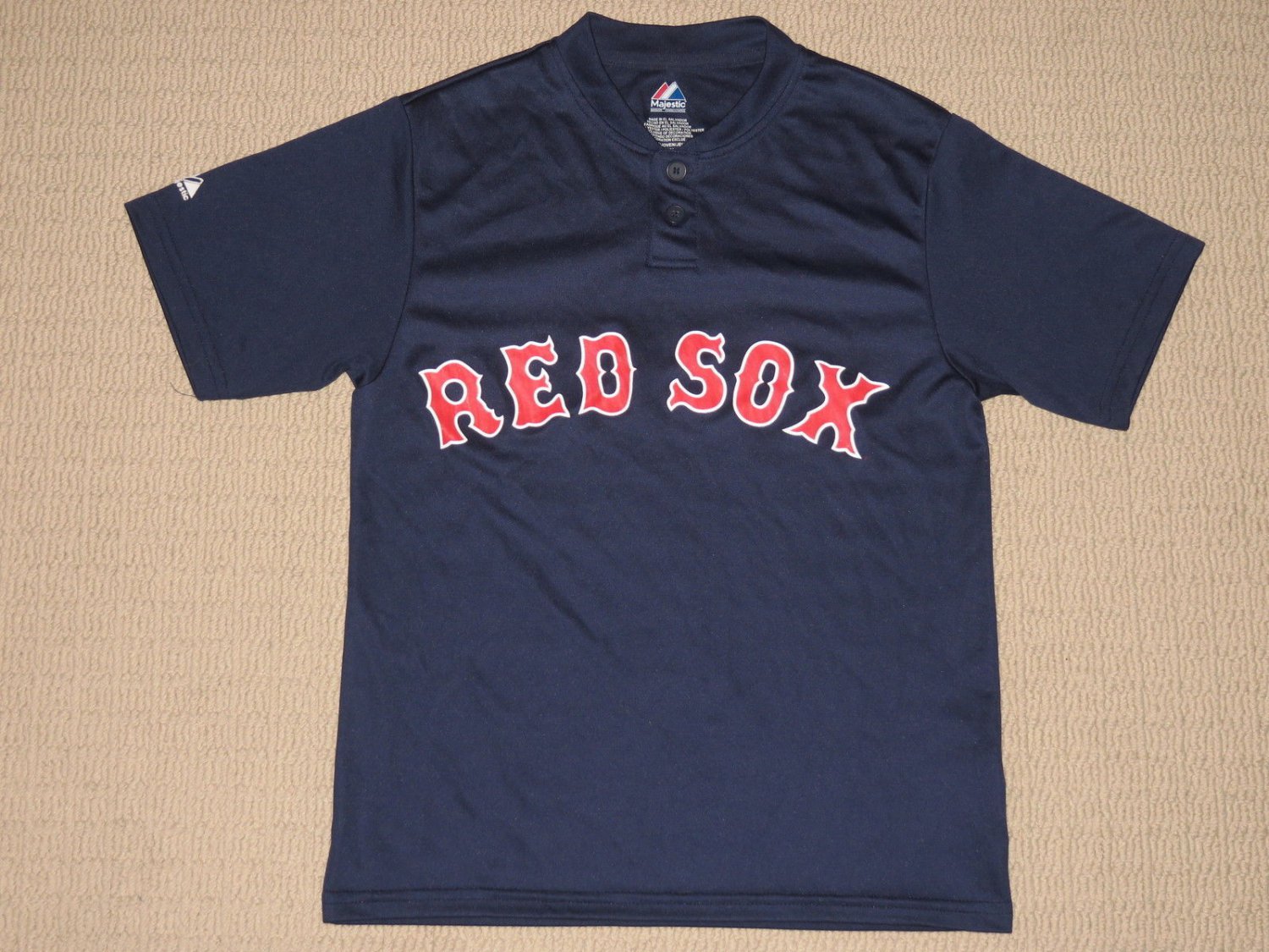 MLB Baseball Boston Red Sox Short Sleeve SS Shirt Youth Medium Blue Majestic