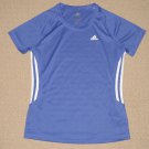 Womens Adidas Active 360 Athletic Short Sleeve SS Shirt Small 3 Stripes Blue