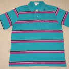 Mens Penguin By Munsingwear Short Sleeve Polo Shirt XL Striped 50/50 Pocket Blue