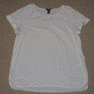 Womens GAP Short Sleeve Shirt Blouse Knit Top Large White Solid