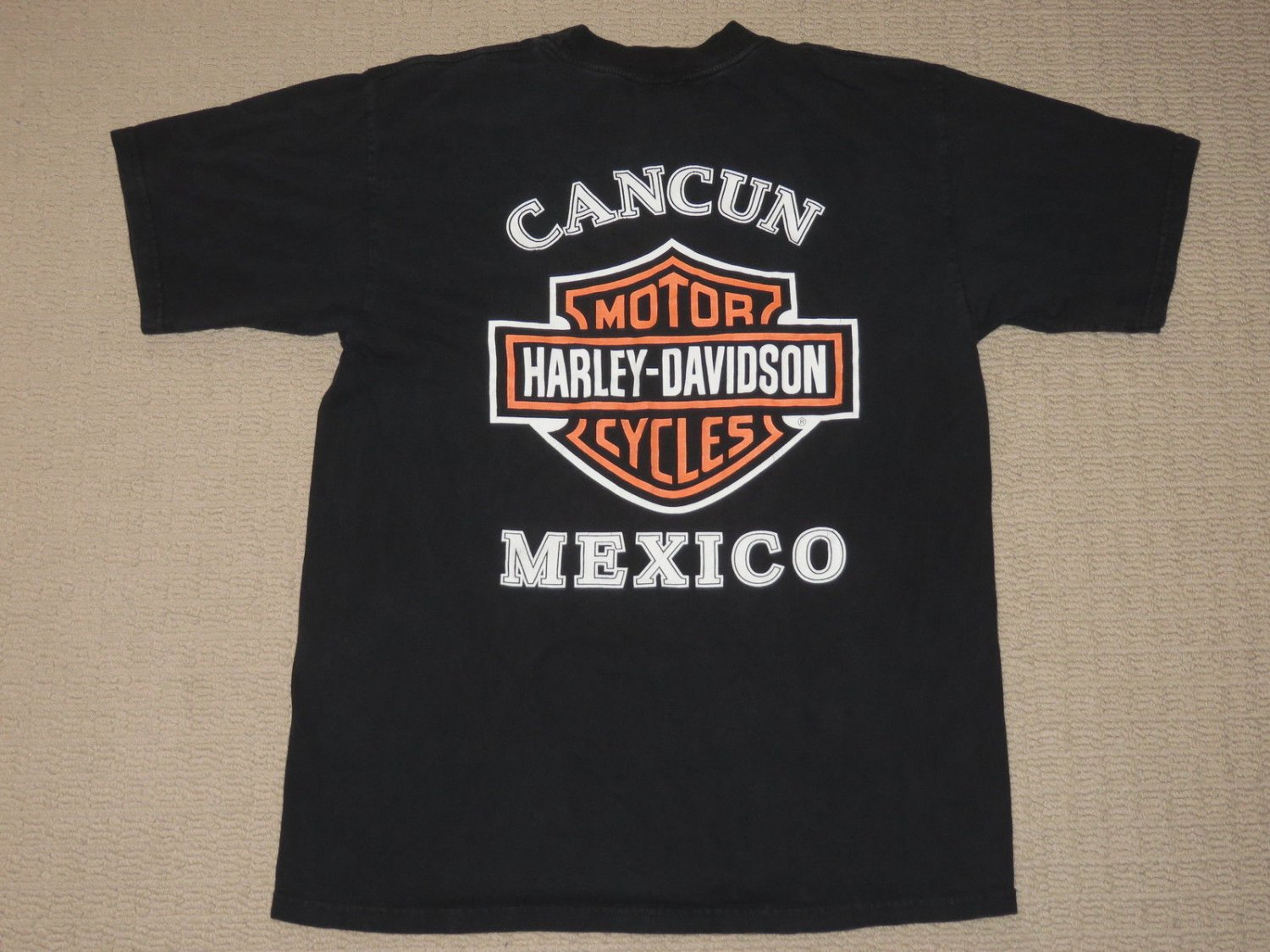 Mens Harley Davidson Motor Cycles Cancun Mexico T Shirt Large Black Graphic Tee