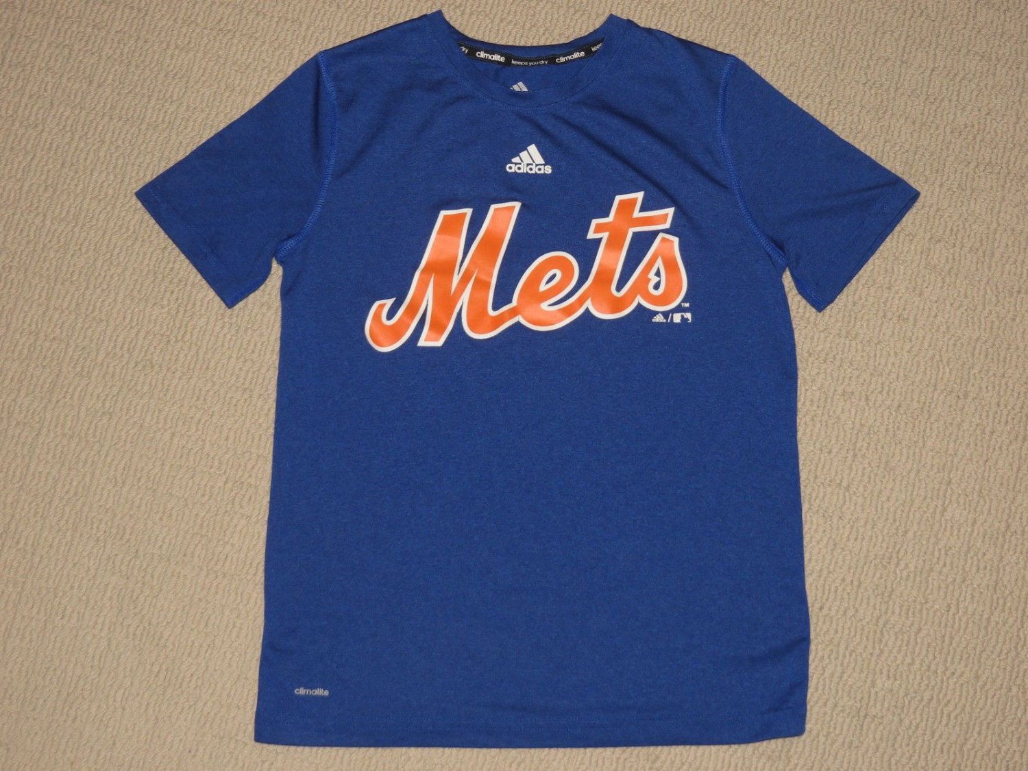 MLB New York Mets Adidas Climalite SS T-Shirt Boys Kids Youth Medium 10-12 Blue