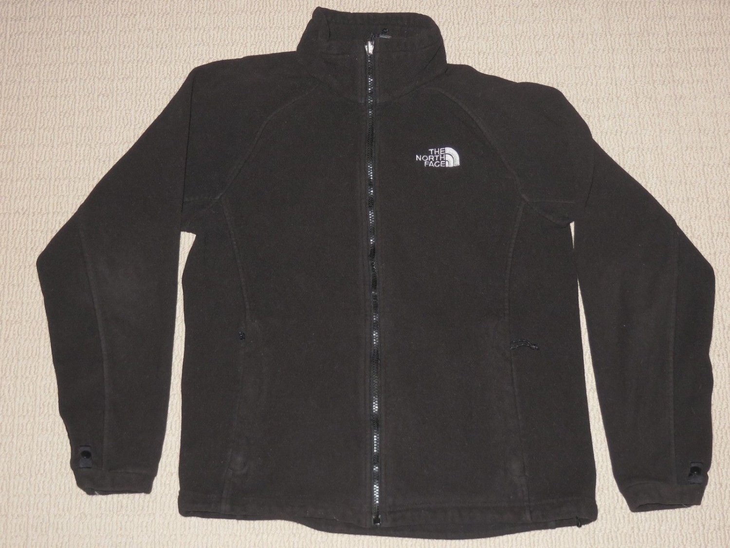Mens The North Face Full Zip Fleece Jacket Coat Small Black 2 Pockets