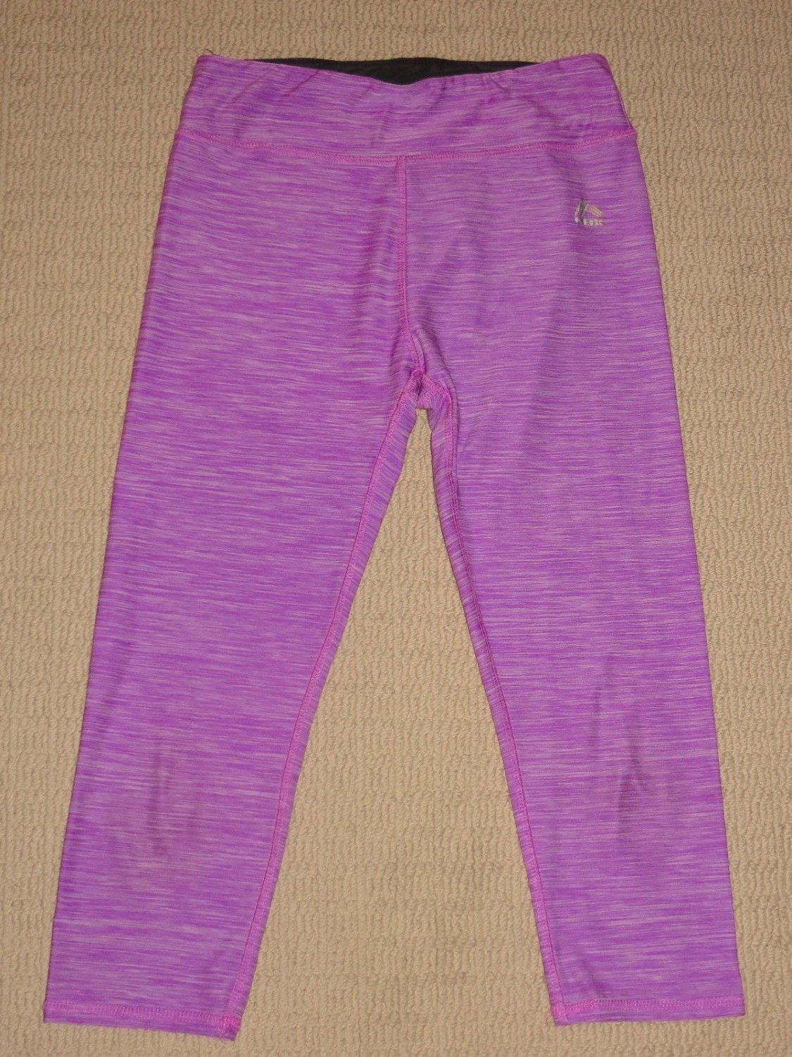 Girls RBX Performance Cropped Capri Pants Youth Large 14-16 Purple Gray Stripe