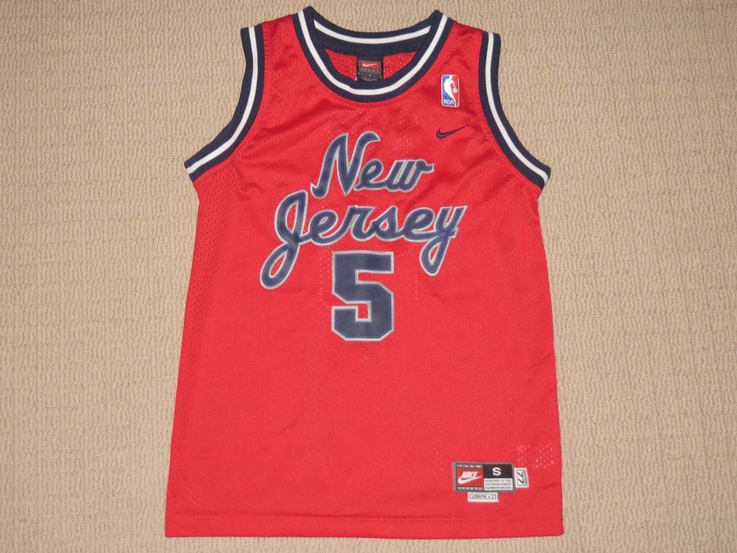 NBA Basketball New Jersey Nets Jason 1977 Kidd Jersey Youth Small Length +2 Nike