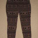 Womens Maurices Tribal Textured Wide Elastic Waist Leggings Large Brown Black
