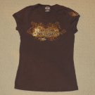 Womens Harley Davidson of Edmonton Alberta SS T-Shirt Small Brown Graphic Tee