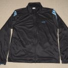 Womens Adidas Full Zipper Track Jacket Large 3 Stripes Black / Blue 2 Pockets