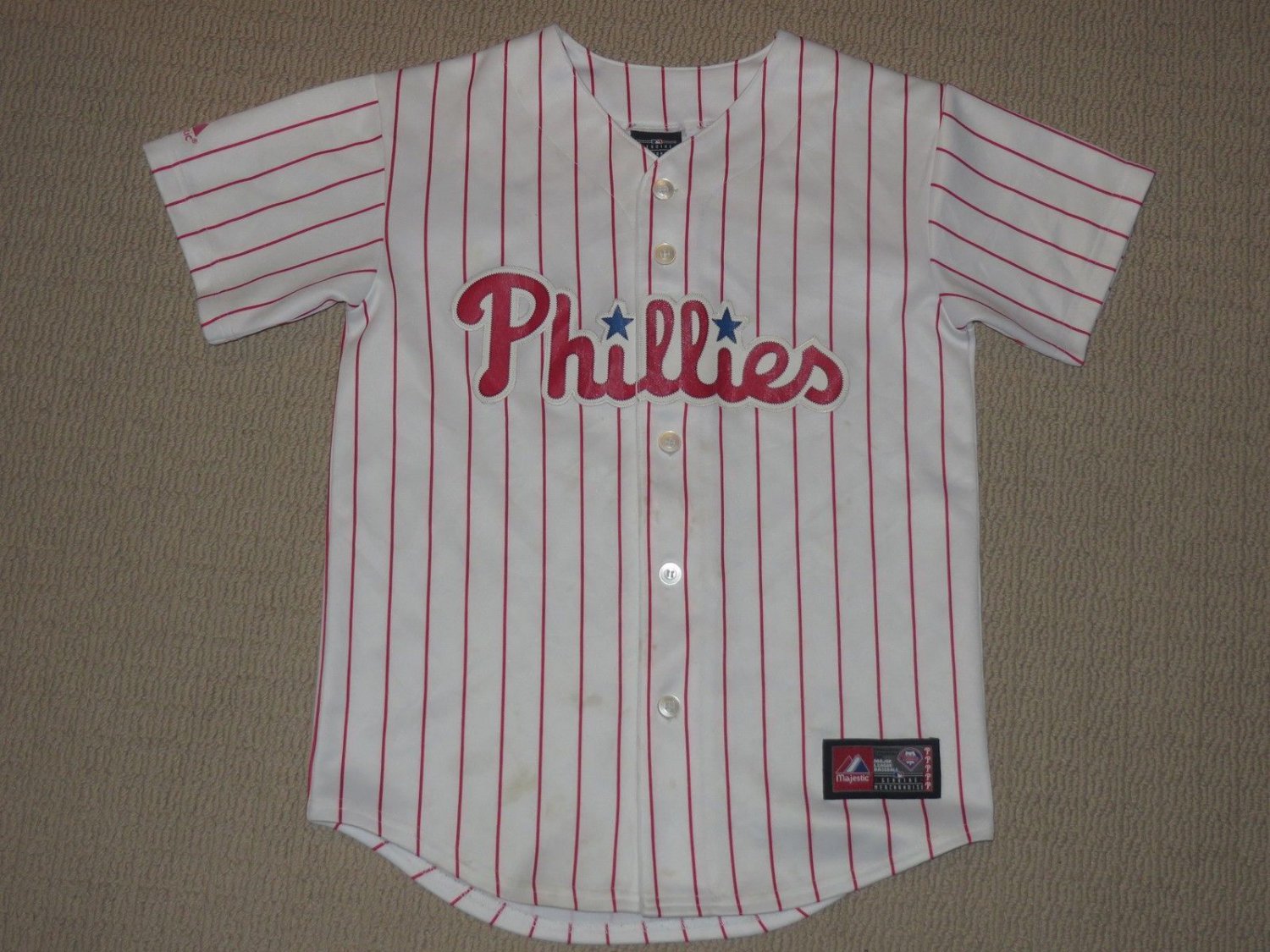 MLB Baseball Philadelphia Phillies Ryan Howard Sewn Jersey Youth Medium Majestic