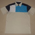 Mens Callaway Short Sleeve SS Golf Polo Shirt L Large Blue Gray White Polyester