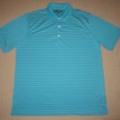 Mens Shark Greg Norman Play Dry Short Sleeve SS Golf Polo Shirt XL Striped Green