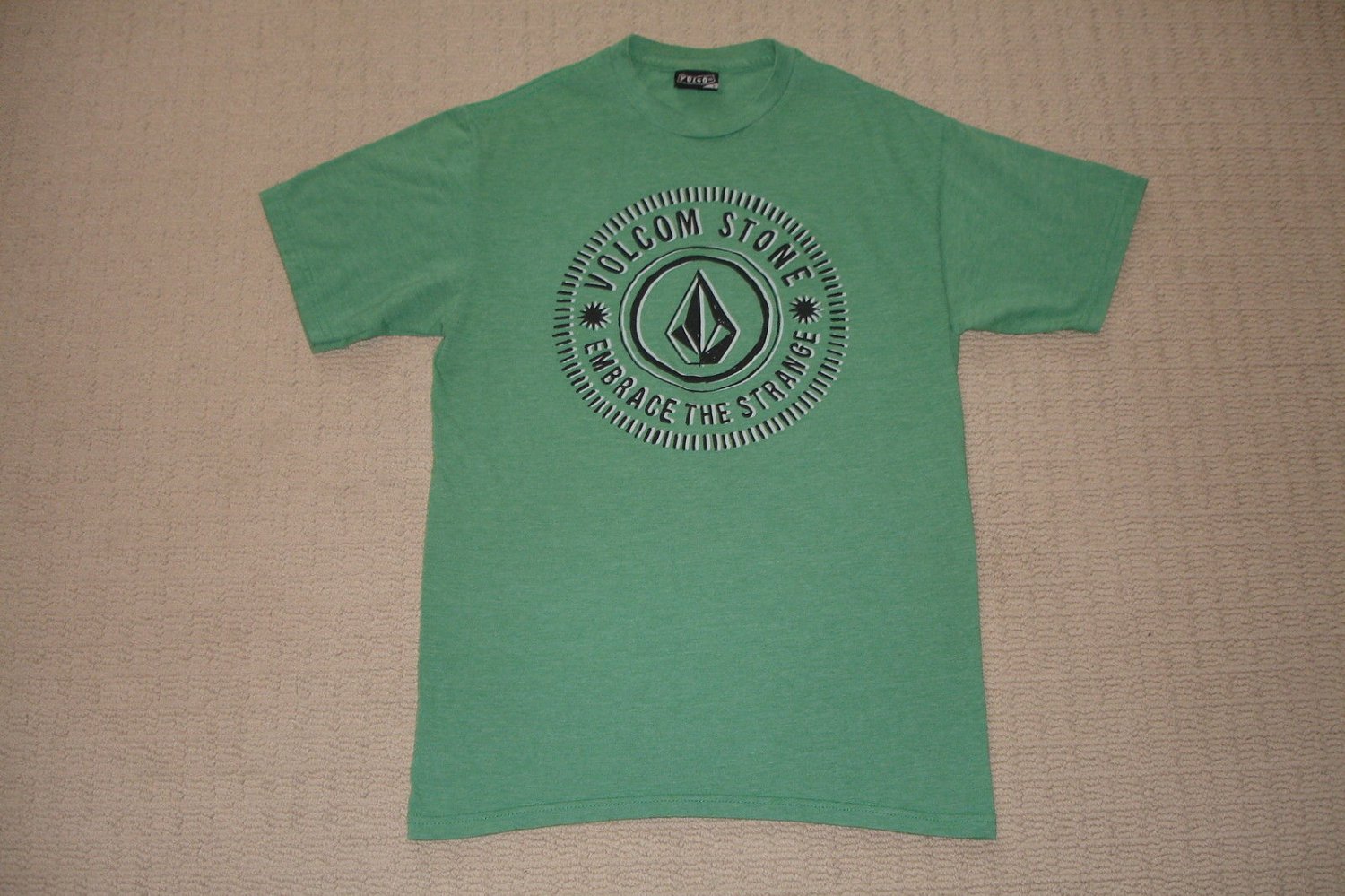 Mens Volcom Stone Logo SS Short Sleeve T Shirt S Small Green Graphic Tee Shirt