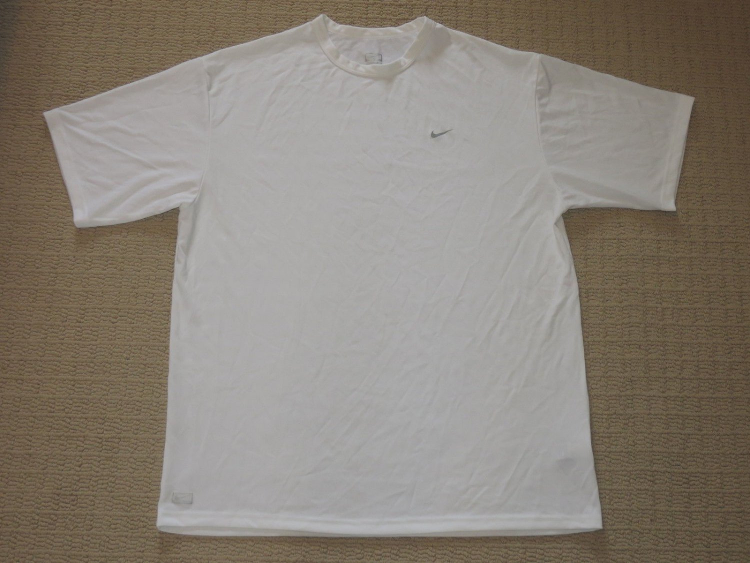Mens Nike Performance Athletic Running Workout Short Sleeve Shirt L Large White