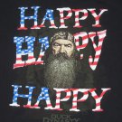 Mens Happy Happy USA Flag Duck Dynasty A&E Shirt XL Black TV Series Graphic Tee