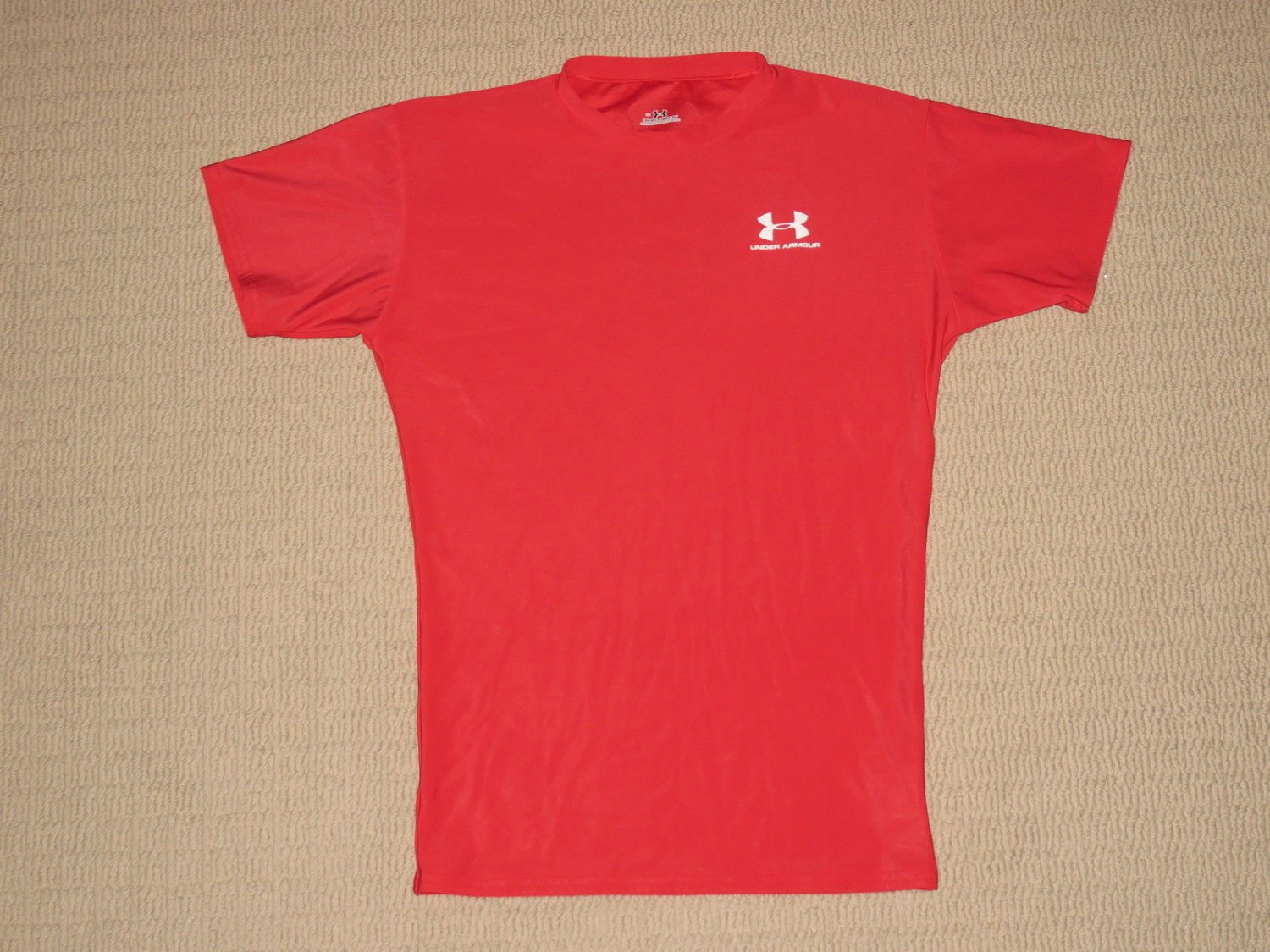 Mens Under Armour Compression Base Layers Short Sleeve SS Shirt LG Large Red