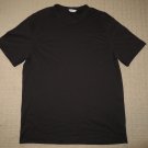 Mens Calvin Klein Short Sleeve SS Casual Shirt Large Black Solid 100% Cotton