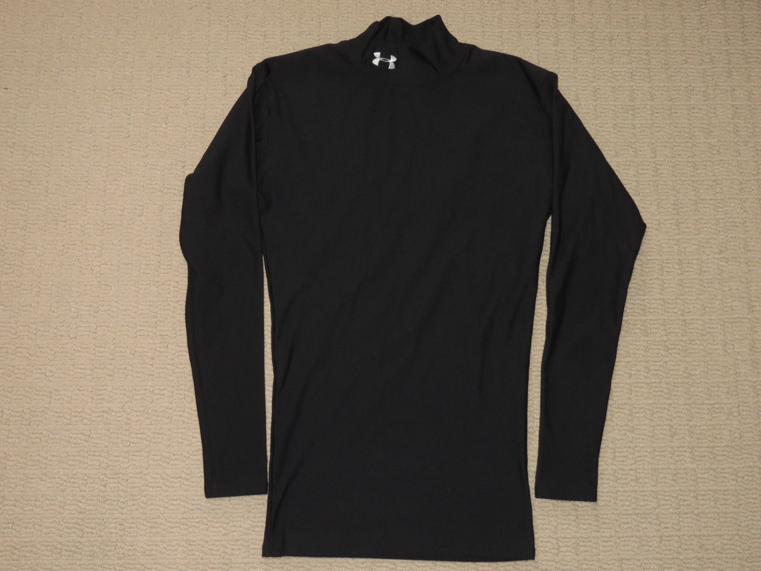 Mens Under Armour Compression Base Layer Long Sleeve Shirt Mock Neck Small Black